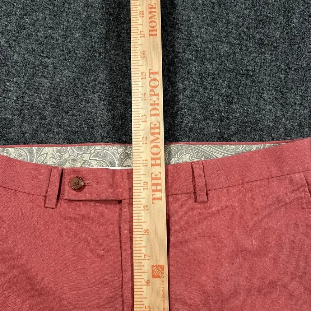Ralph Lauren 100% Linen Straight Pants Mens 32x31 Salmon Red Pink Chino Trousers